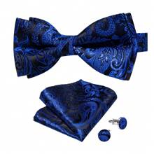 婚礼男士领结 预领结 手帕 袖扣 舞会派对图案 3 件/套 - 彩色 - 查看 16