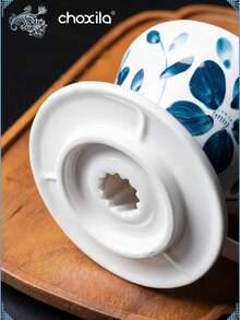 choxila 1 pieza Filtro de café de cerámica reutilizable, taza de filtro con estampado de porcelana azul y blanca, cafetera de goteo V60, para 1-4 tazas, suministros escolares - Azul - Ver 9