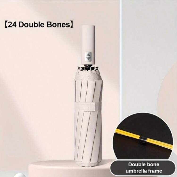 24-Bone Automatic Umbrella, Wind-Resistant, Men's Essential Business Accessory, Dual-Purpose Anti-UV Canopy For Sun And Rain Protection For School, Office, Household, Travel, Back To School Supplies Summer Cooling, Beach, Travel, Spring Summer Picks, Brides Maid Gifts, Room, Bedroom Decor, Bedroom Decor, Beach, Travel, For Men, For Women, Vacation,Cute Stuff - Default - View 16