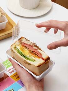 10 cái/12 cái/15 cái Hộp nhựa hình chữ nhật đựng bánh sandwich có nắp trong suốt, đựng bánh mì, bánh sandwich, xúc xích, bánh ngọt, khoai tây chiên, gà rán, đồ ăn đóng hộp, cắm trại di động, đồ ăn trưa, bảo quản thực phẩm - Trong sáng - Xem 7
