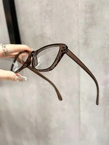 1 pieza Gafas elegantes y estéticas de estilo coreano de alta gama transparentes para el uso diario, al aire libre, viajes, conducción, campamento, oficina y lectura, accesorios de gafas para mujeres - transparente - Ver 2