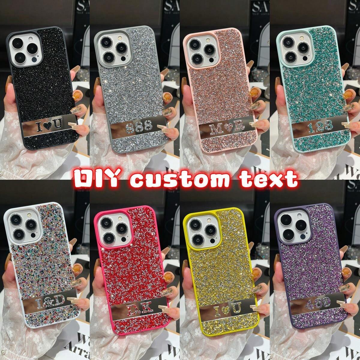 Y2k 1pc Customized Diamond Blue Phone Case, Personalized Design Phone