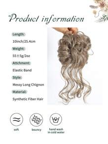 凌乱发髻发饰，蓬松发髻造型器，弹性发带，卷发发髻配饰，适合圣诞节、新年、音乐节等场合（酒红色） - 彩色 - 查看 3