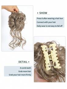 凌乱发髻发饰，蓬松发髻造型器，弹性发带，卷发发髻配饰，适合圣诞节、新年、音乐节等场合（酒红色） - 彩色 - 查看 4