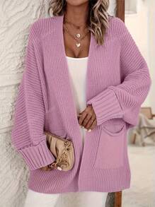 Cardigan cu mânecă lungă tricotat minimalist minimalist pentru femei