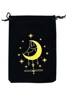 1pc Simple Black Velvet Drawstring Bag For Caro Tarot Or Other Objects & Accessories Storage, Velvet Jewelry Gift Box For Packaging & Organization, Party & Gathering Decoration Pouch - Black Carroll Gift Bag - 1pcs - View 16