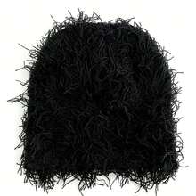 Winter Fuzzy Beanie Hat - Breathable, Windproof, Fitted, Camouflage Pattern, Toggle Closure - Hand Wash Only, Perfect For New Year Occasion, Street Style, Y2k Punk Fashion - Multicolor - View 1
