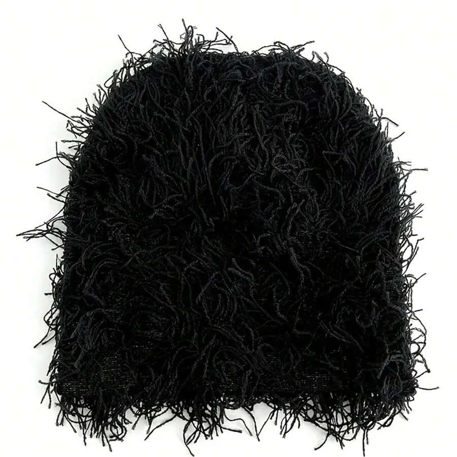 Winter Fuzzy Beanie Hat - Breathable, Windproof, Fitted, Camouflage Pattern, Toggle Closure - Hand Wash Only, Perfect For New Year Occasion, Street Style, Y2k Punk Fashion - Multicolor - View 1