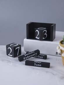 1 Mini Wooden Small Calendar Number Letter Ornament DIY Home Decoration Room Desktop Decoration Desk Calendar Props Decoration Office Desktop Decoration Random Numbers And Letters Best Gifts Birthday Graduation