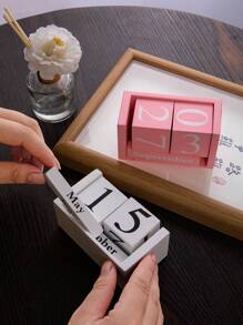 1 Mini Wooden Small Calendar Number Letter Ornament DIY Home Decoration Room Desktop Decoration Desk Calendar Props Decoration Office Desktop Decoration Random Numbers And Letters Best Gifts Birthday Graduation
