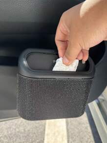 Bing Black Car Trash Can With Rhinestones - Black - View 2