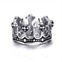 Men's Rings Black Royal King Crown Knight Cross Vintage Rings For Men Jewelry - Silver - View 4