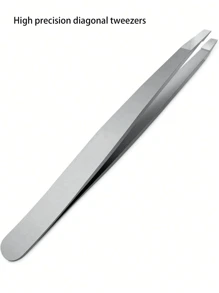 1pc Stainless Steel Tweezer Set - Includes 1 Tweezer For Removing Facial Hair, Ingrown Hair And Debris, And 1 Eyebrow Tweezer - Professional Hair Removal Tweezers