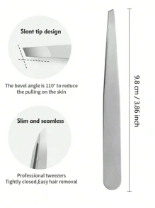 1pc Stainless Steel Tweezer Set - Includes 1 Tweezer For Removing Facial Hair, Ingrown Hair And Debris, And 1 Eyebrow Tweezer - Professional Hair Removal Tweezers