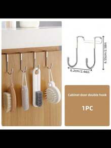 1/2 piezas Gancho multiusos para puerta de gabinete, gancho sobre la puerta, gancho doble, para colgar y organizar detrás de la puerta, en la cocina, el gabinete y el baño