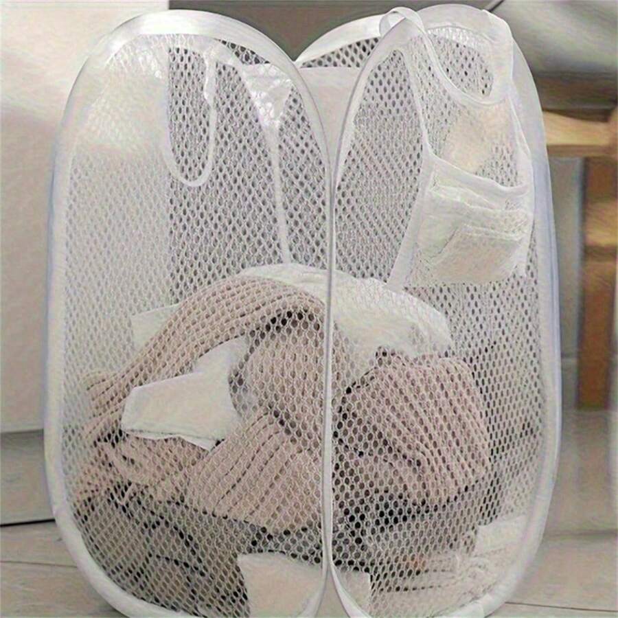 Large PopUp Mesh Laundry Basket With Handles Foldable, HighCapacity