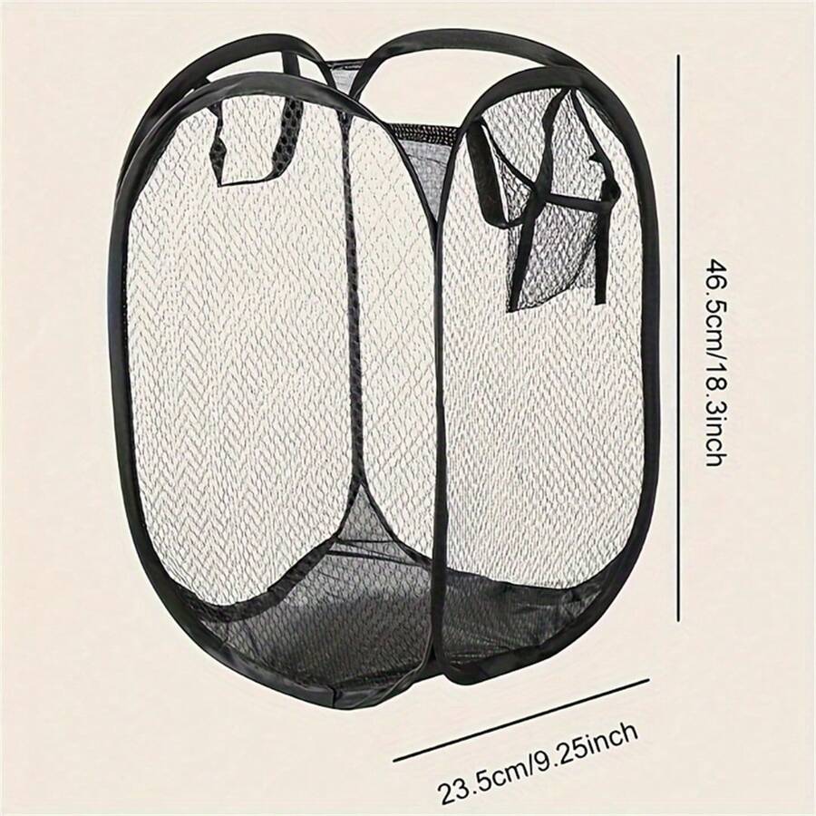 Large PopUp Mesh Laundry Basket With Handles Foldable, HighCapacity