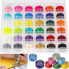 EDCUEBE7 Carretes de hilo de coser negro, bobinas de hilo de coser y caja de almacenamiento (color aleatorio) - Negro - Ver 1