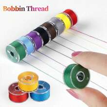 EDCUEBE7 Carretes de hilo de coser negro, bobinas de hilo de coser y caja de almacenamiento (color aleatorio) - Negro - Ver 4