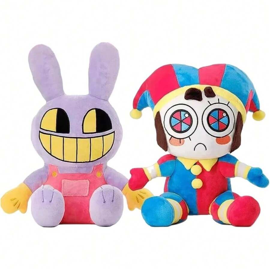 NEWKIBOU Amazing Digitals Circus Peluche de Juguete, 2 Piezas Digital Circus Peluche Muñeca, Juguete De Payaso De Peluche, Circo Digital Plushie, Digital Circus Plush Toy, Regalos para Niños y Niñas,Kit 2 Muñecos De Peluche El Asombroso Circo Digital, Lindo Dibujo Animado De Peluche Juguetes De Colección Para Niños Niñas (25cm/9.8in) - 2 piezas - Ver 1