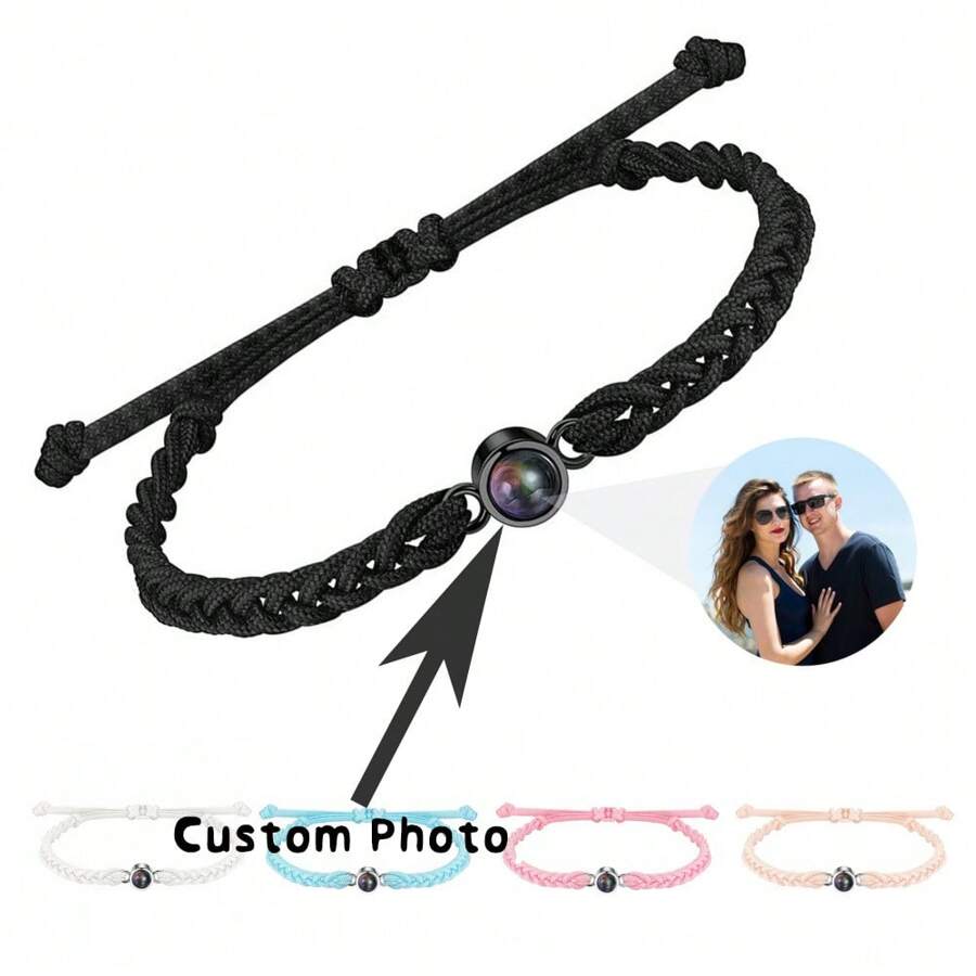 Vòng tay hạt chiếu ảnh cá nhân tùy chỉnh làm quà tặng kỷ niệm hoặc ngày lễ tình nhân cho bạn gái ngày lễ tình nhân - Vàng - Xem 1