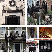 1pc Halloween Black Gauze Cloth, Horror Ripped Fabric Decor For Halloween Party, Haunted House,Christmas - Multicolor - View 5