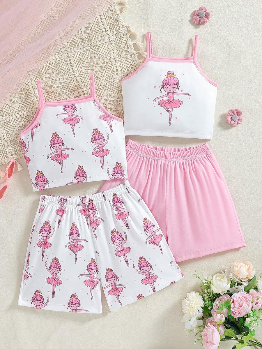 Summer Girls' Ballet Princess Multi-Piece Sweet And Fresh Shorts And Suspender Set - Multicolor - View 1