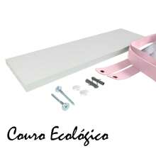Kit com 2 prateleiras branca com alça sintética rosa - Rosê - Visão 3