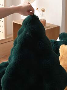 1 件泡泡绒仿兔毛纯色沙发套，现代简约温暖沙发垫，适合客厅，四季皆宜 - 墨綠色 - 查看 7