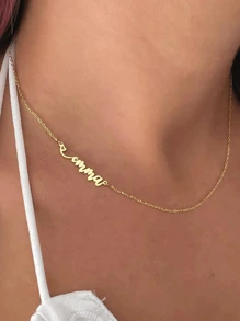 1 Custom Side Name Monogram Necklace Girls Personalized Stainless Steel Necklace Jewelry Gift-Gold Silver,Yellow Gold Stylish,Fall Fashion,Casual,Cuties,Contracted,Simple,Old Money Custom,Personalized,Unique Ideal Gifts For Her Girlfriend,Mom,Family,Friends,Daughter,Grandparents For Anniversaries,For Valentine's Day,For Mother's Day,For Birthdays,For Graduation,For Weddings,For Daily Wear - Yellow Gold - View 7