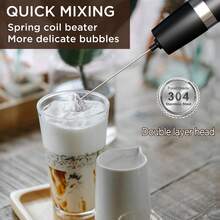 1 件强力电动奶泡器，迷你奶泡器，电池供电（不包括）不锈钢饮料搅拌机，手持电动搅拌机，适用于咖啡、拿铁、卡布奇诺、巧克力、抹茶、起泡器 - 彩色 - 查看 2