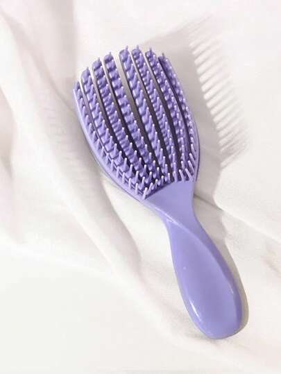 1 件紫色贝壳形梳子，镂空设计，干湿发适用多功能梳子，按摩梳，丰盈、造型、顺滑，防静电、防打结，曲线梳，烫发、丰盈、顺滑，美发工具