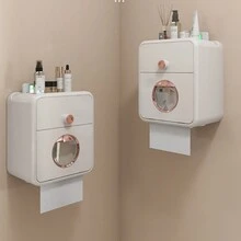 Toilet Tissue Box Waterproof And Non Perforated Toilet Paper Drawer Toilet Paper Box Toilet Paper Storage Rack Creative Roll Paper Box - Multicolor - View 6