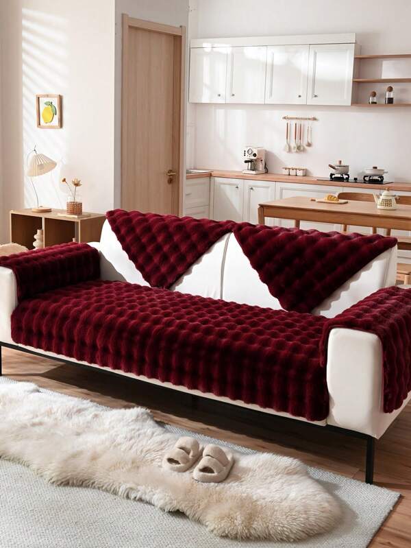 1 pezzo Fodera per cuscino del divano in peluche soffice, colore unito, adatto per autunno e inverno