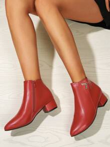 Red Pointed Toe Women's Chelsea Boots, Fall/Winter 2024 New Arrival, Mom Ankle Boots, Flat  Boots