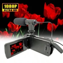 DV100 - 1080P HD Digital Video Camera With External Microphone, 16MP Image Sensor, 16X Digital Zoom, Suitable For Portrait, Landscape, Family Events And Video Conference Recording - Black - View 1