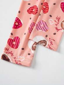 小女孩细款爱心印花紧身裤，适合室内或室外穿着，适合幼儿和大孩子 - 粉色 - 查看 8