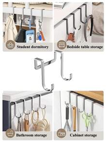 2pcs/10pcs Stainless Steel S Shaped Hooks, No Drilling Needed, For Door, Kitchen, Bathroom, Cabinet, Headboard Hanging - Multicolor - View 8