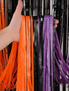 1 件 1M*2M 万圣节串帘，橙色黑色紫色串帘背景，万圣节主题派对装饰，亡灵节装饰，万圣节挂帘 - 彩色 - 查看 1