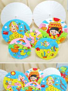 1 pieza Paraguas en blanco DIY de papel, tamaño grande/mediano/pequeño, adecuado para arte manual pintado a mano y decoración para festivales y fiestas - Blanco - Ver 9