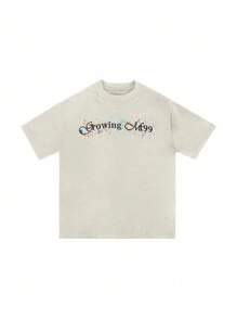 Canottiera rialzata con ricamo MT99, Maglietta girocollo color albicocca per coppie