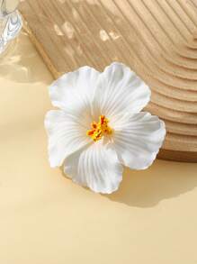 1 件小女孩优雅甜美芙蓉花发夹，适合节日和日常佩戴 - 白色 - 查看 1