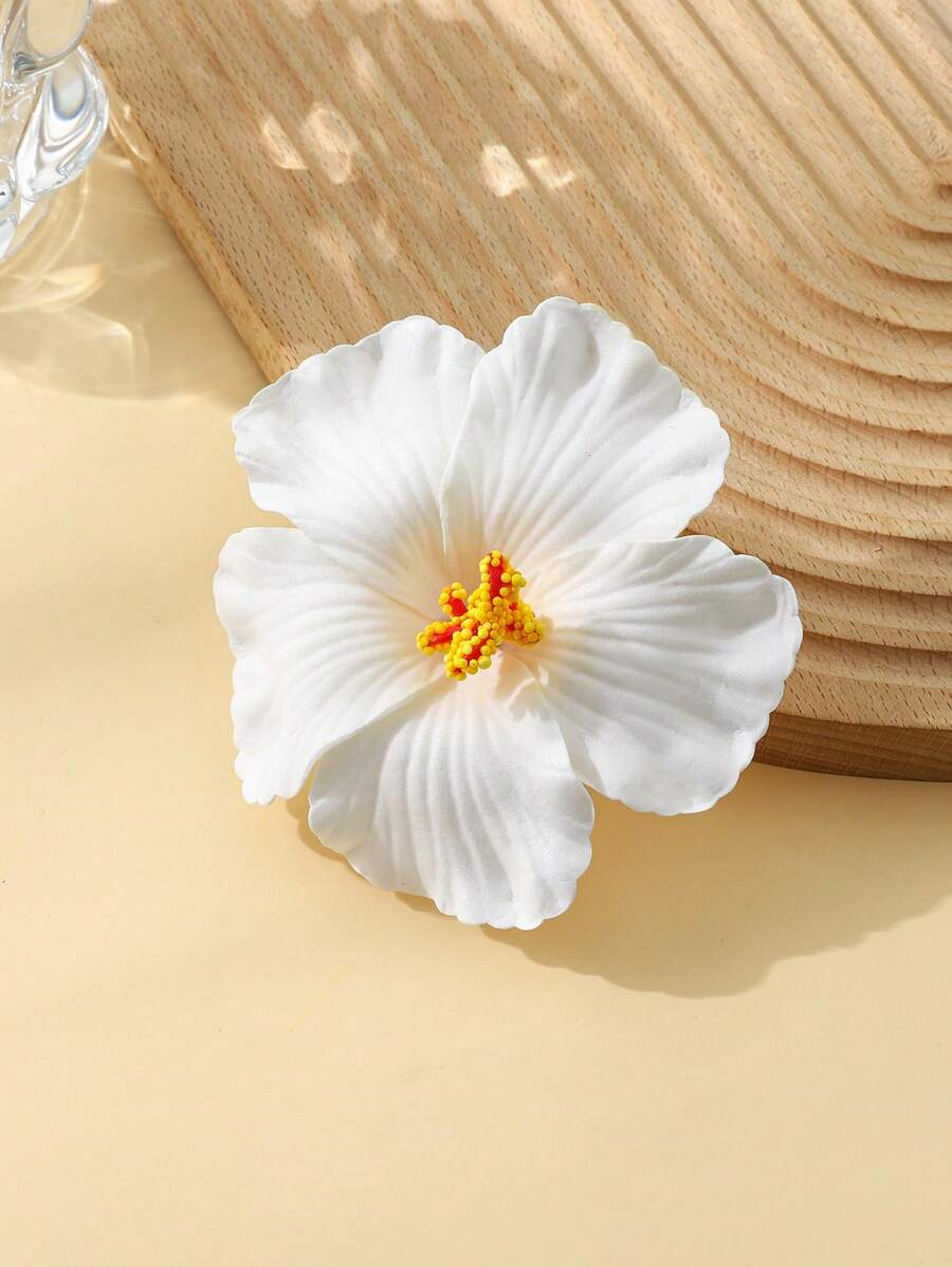 1 件小女孩优雅甜美芙蓉花发夹，适合节日和日常佩戴 - 白色 - 查看 1