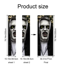2pcs Halloween Scary Horror Door Sticker Party Decoration Wall Decal - Multicolor - View 7