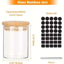 12PCS Spice Storage Jar With Label And Stylus, Cookie Jar, Kitchen Spice Storage, Organizer Empty Glass Jar, Bamboo Lid Sealed Candy Jar - 12PCS - 查看 6