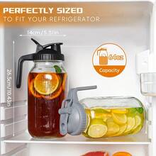 Gói 2 bình pha cà phê dung tích lớn 64OZ, bình đựng nước lạnh bằng thủy tinh, ấm thủy tinh miệng rộng đựng trà đá/trà chiều/cà phê/nước ép, bình thủy tinh có nắp (nắp đen và xám) Phụ kiện máy pha cà phê - 2 CÁI - Xem 4