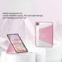 360° Rotation Case Compatible With  IPad Case Air 1 2 3 4 5 Pro 11 6th 7th 8th 9th Gen Case Cover With Pencil Holder Folding Stand Acrylic Transparent - Black - View 1