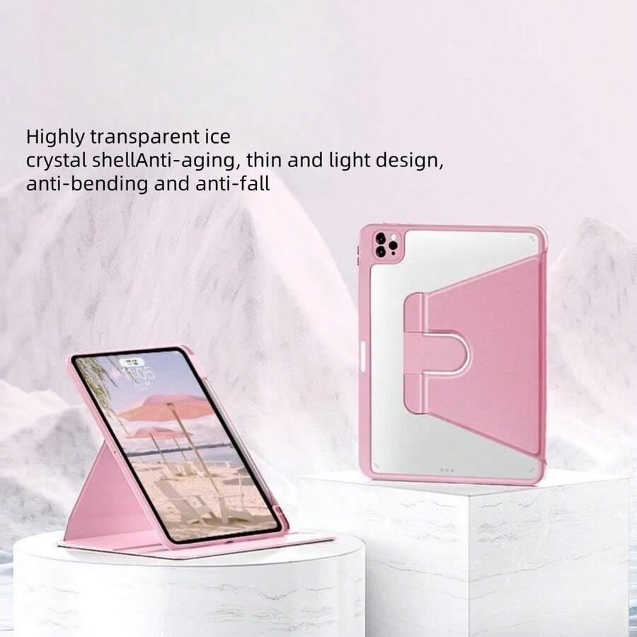 360° Rotation Case Compatible With  IPad Case Air 1 2 3 4 5 Pro 11 6th 7th 8th 9th Gen Case Cover With Pencil Holder Folding Stand Acrylic Transparent - Black - View 1