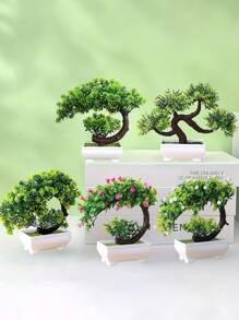 1pc Artificial Potted Plant, Fake Flower Mini Tree Ball Bonsai, Home Decor Tabletop Ornament Set, Artificial Plant, Home Decor, Room Decor, Suitable For Christmas, New Year, Valentine's Day, All Seasons - White - View 4