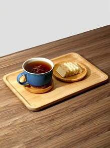 简易托盘，日式木托盘，长方形托盘，圆形木托盘，木杯托盘，橡胶木托盘，厨房，圣诞礼物 - 杏色 - 查看 6